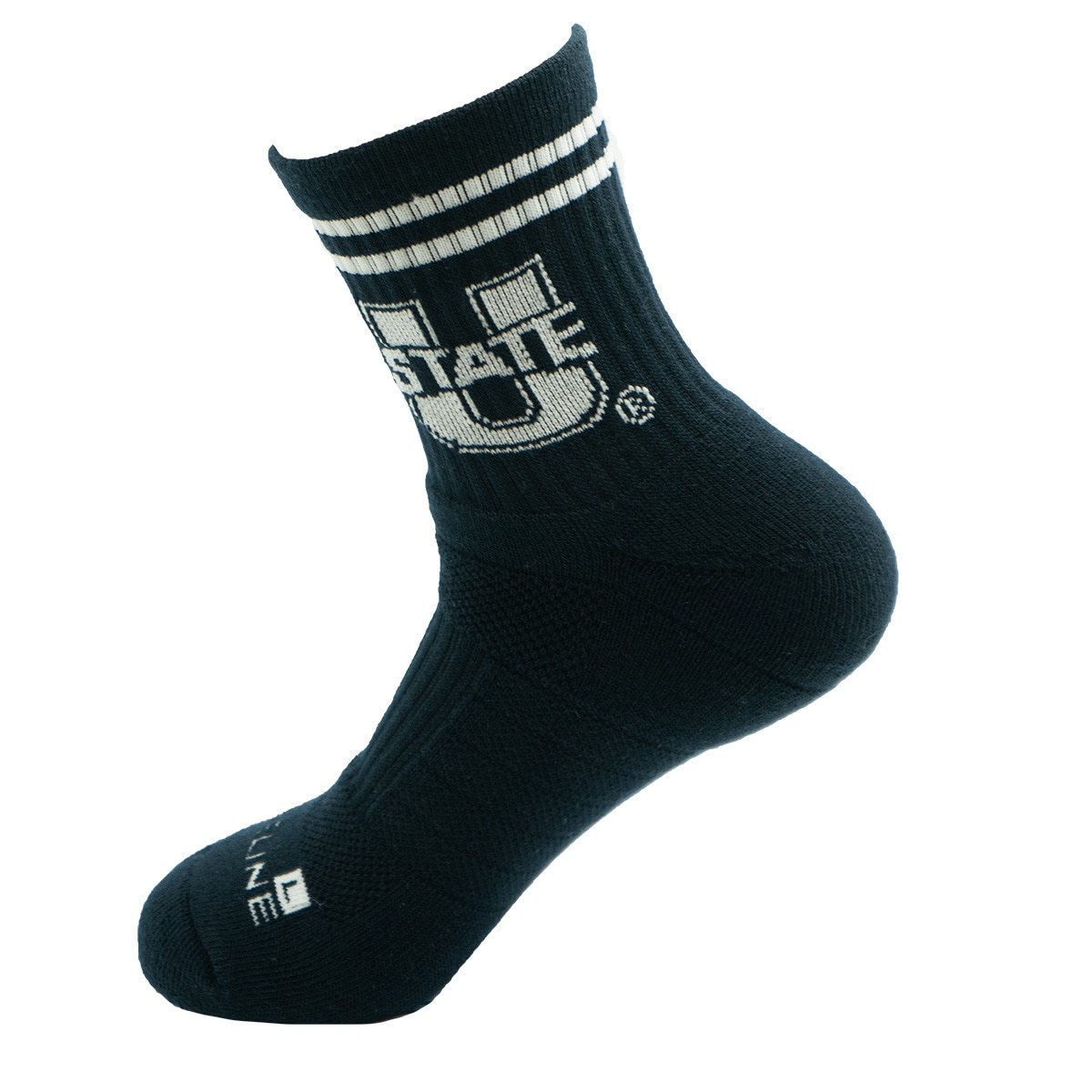 U-State Double Stripe Premium Knit Crew Socks navy